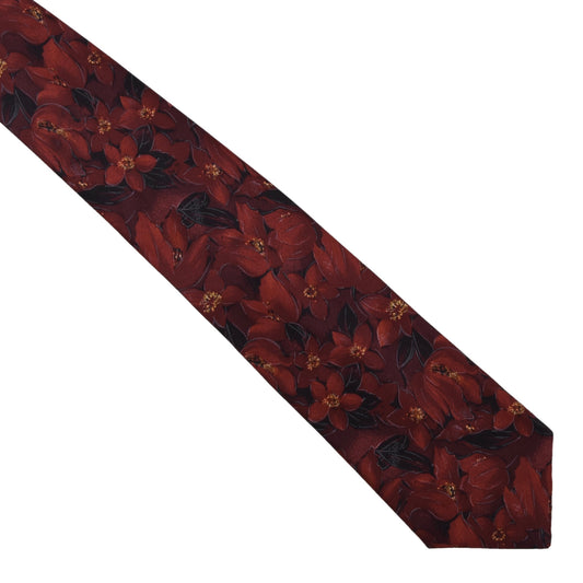 Lanvin Paris Vintage Seidenkrawatte ca. 144,5cm/9,4cm - Rot geblümt