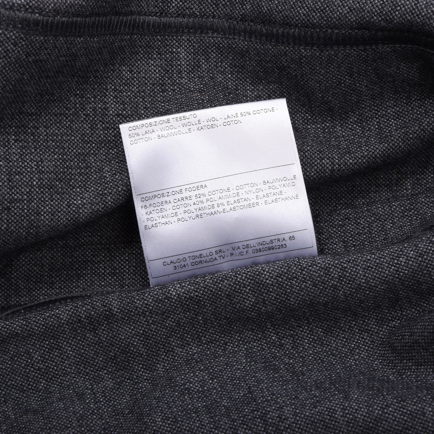 Tonello Unstrukturierte Woll-Baumwoll-T-Jacke Größe S Brust ca. 47,5cm - Grau