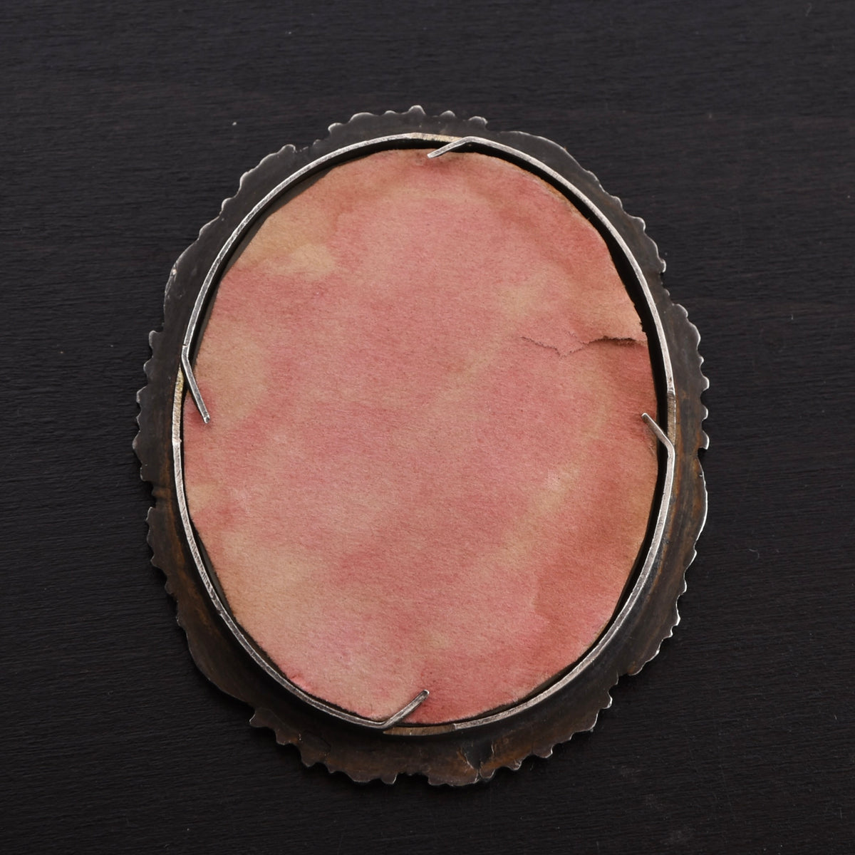 Antique Miniature Portrait in .800 Silver Frame Dog's Head Hallmark Graz, Austria 1872-1922