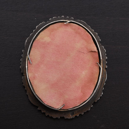Antique Miniature Portrait in .800 Silver Frame Dog's Head Hallmark Graz, Austria 1872-1922