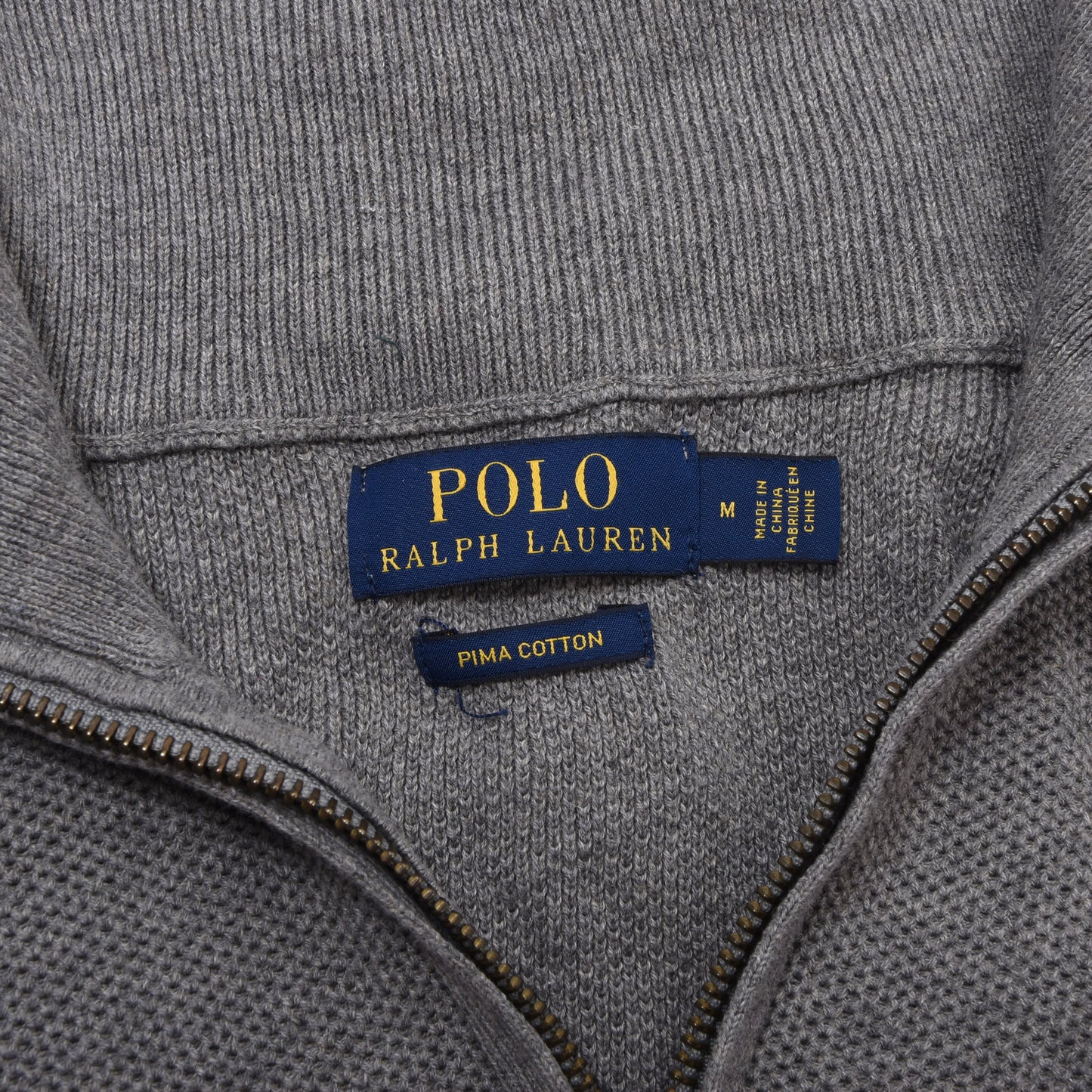 Polo Ralph Lauren Pima Cotton 1/4 Zip Sweater Size M Chest ca. 51cm - Grey
