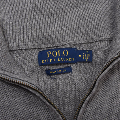 Polo Ralph Lauren Pima Cotton 1/4 Zip Sweater Size M Chest ca. 51cm - Grey