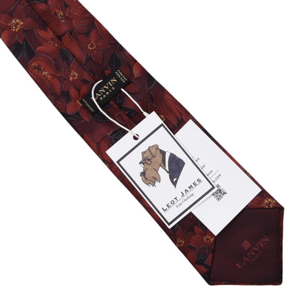 Lanvin Paris Vintage Silk Tie ca. 144.5cm/9.2cm - Red Floral