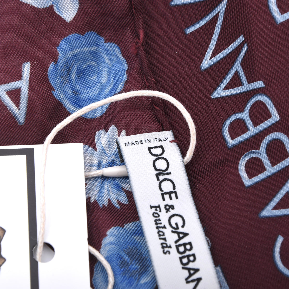 Dolce & Gabbana Seide Einstecktuch 46 cm Made in Italy - Aubergine Spellout