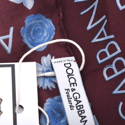 Dolce & Gabbana Seide Einstecktuch 46 cm Made in Italy - Aubergine Spellout