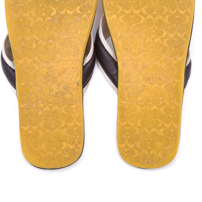 Coach Leder Flip Flops/Sandalen Größe 13 - Gelb