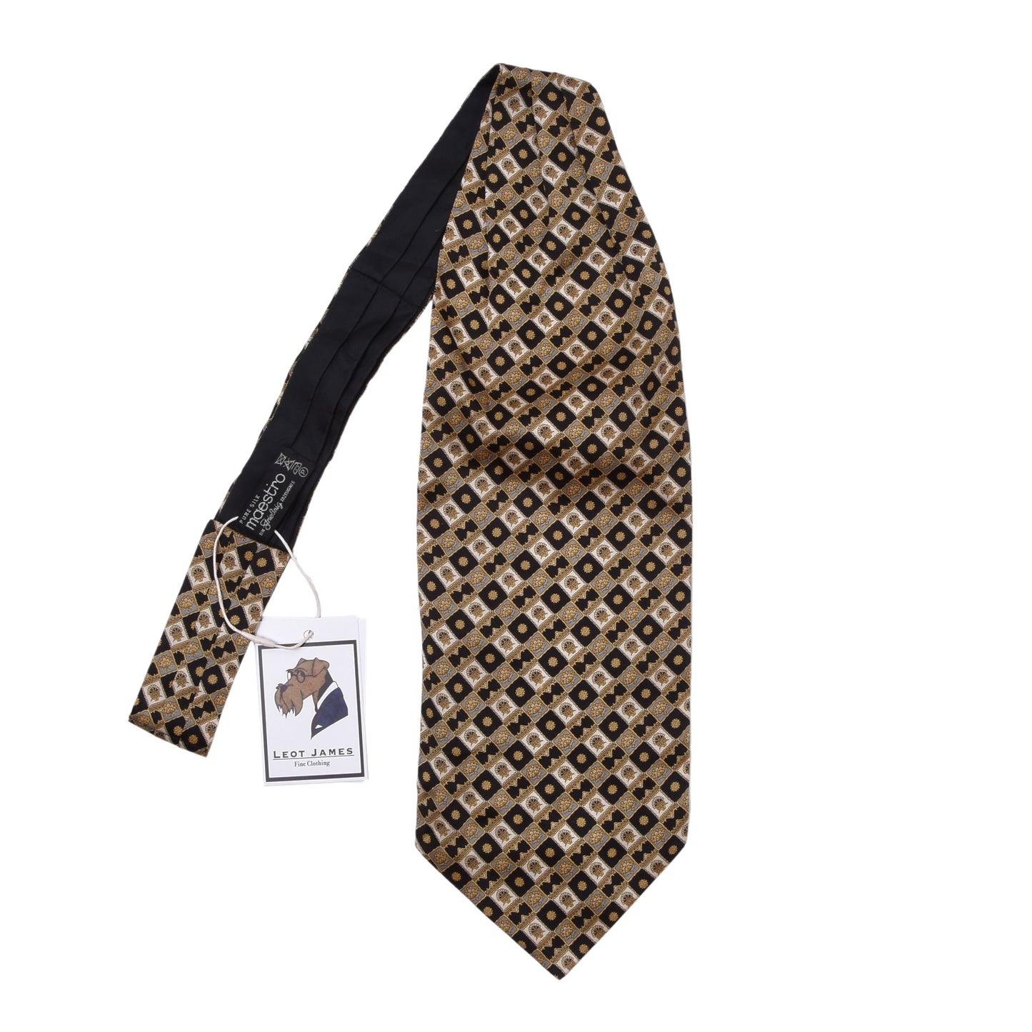 Maestro x Striessnig Silk Ascot/Cravat Tie ca. 88.5cm/14cm - Black/Gold