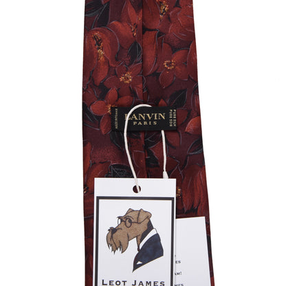 Lanvin Paris Vintage Silk Tie ca. 144.5cm/9.2cm - Red Floral
