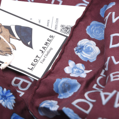 Dolce & Gabbana Seide Einstecktuch 46 cm Made in Italy - Aubergine Spellout
