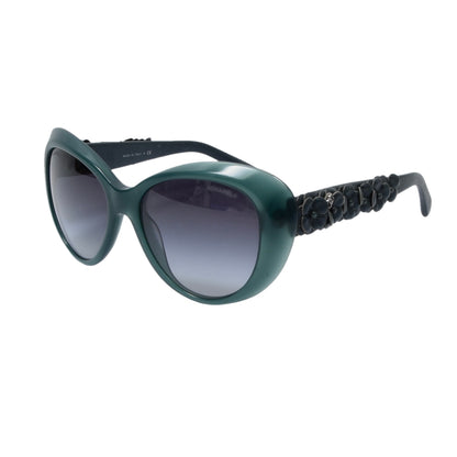Chanel 5318Q Camellia Leather Sunglasses Green โ Leot James