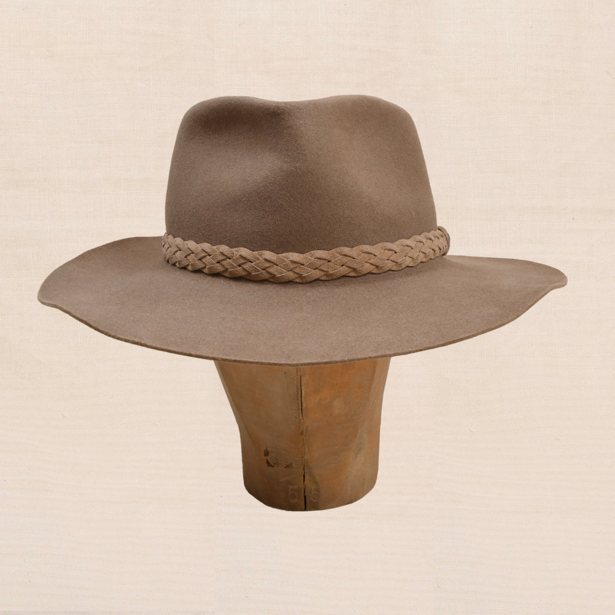 Vintage Akubra Snowy River Fellfilz Hut Made in Australien ca. Gr. 58 - Grau-Braun/Tan