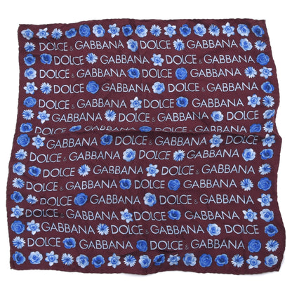 Dolce & Gabbana Seide Einstecktuch 46 cm Made in Italy - Aubergine Spellout