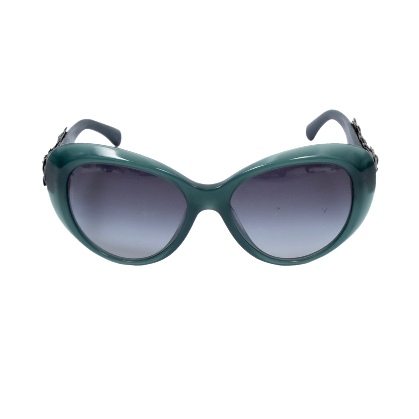 Chanel 5318Q Camellia Leather Sunglasses - Green