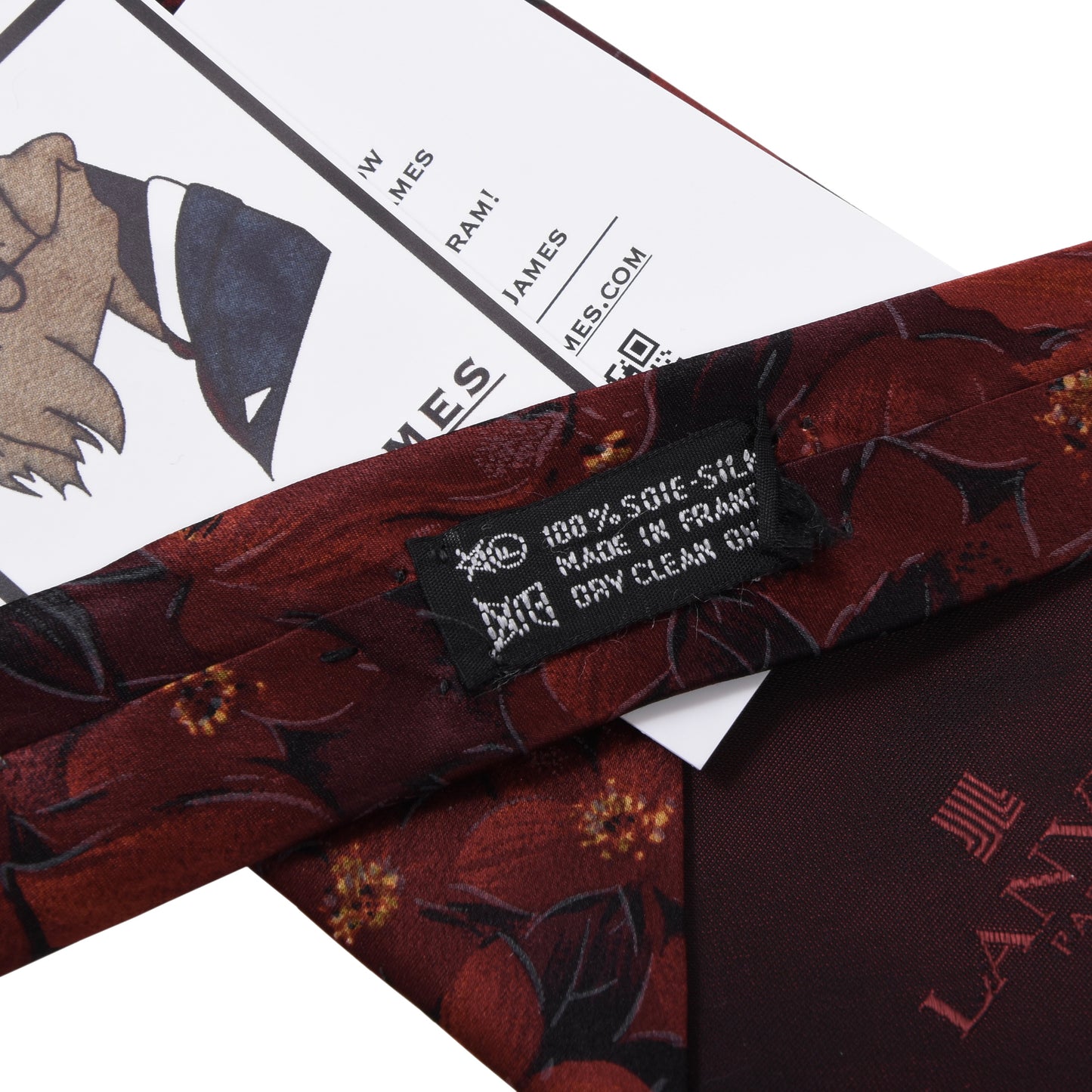 Lanvin Paris Vintage Silk Tie ca. 144.5cm/9.2cm - Red Floral