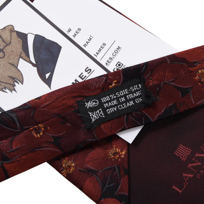 Lanvin Paris Vintage Silk Tie ca. 144.5cm/9.2cm - Red Floral