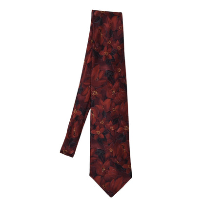 Lanvin Paris Vintage Silk Tie ca. 144.5cm/9.2cm - Red Floral