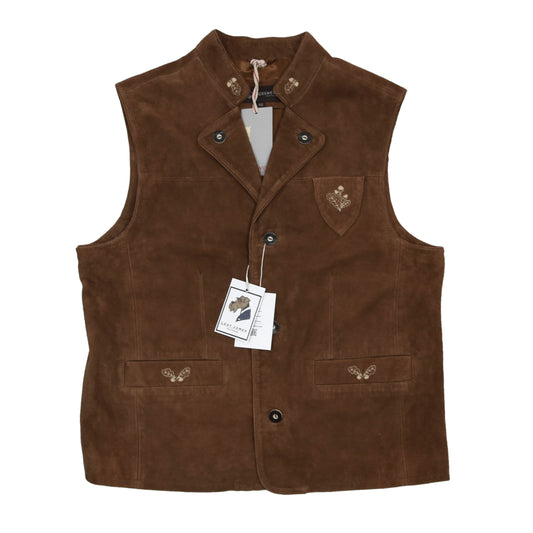 NWT Giesswein Leather Vest Size 52 - Brown