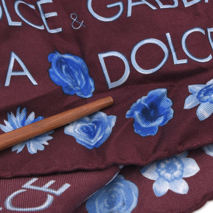 Dolce & Gabbana Seide Einstecktuch 46 cm Made in Italy - Aubergine Spellout
