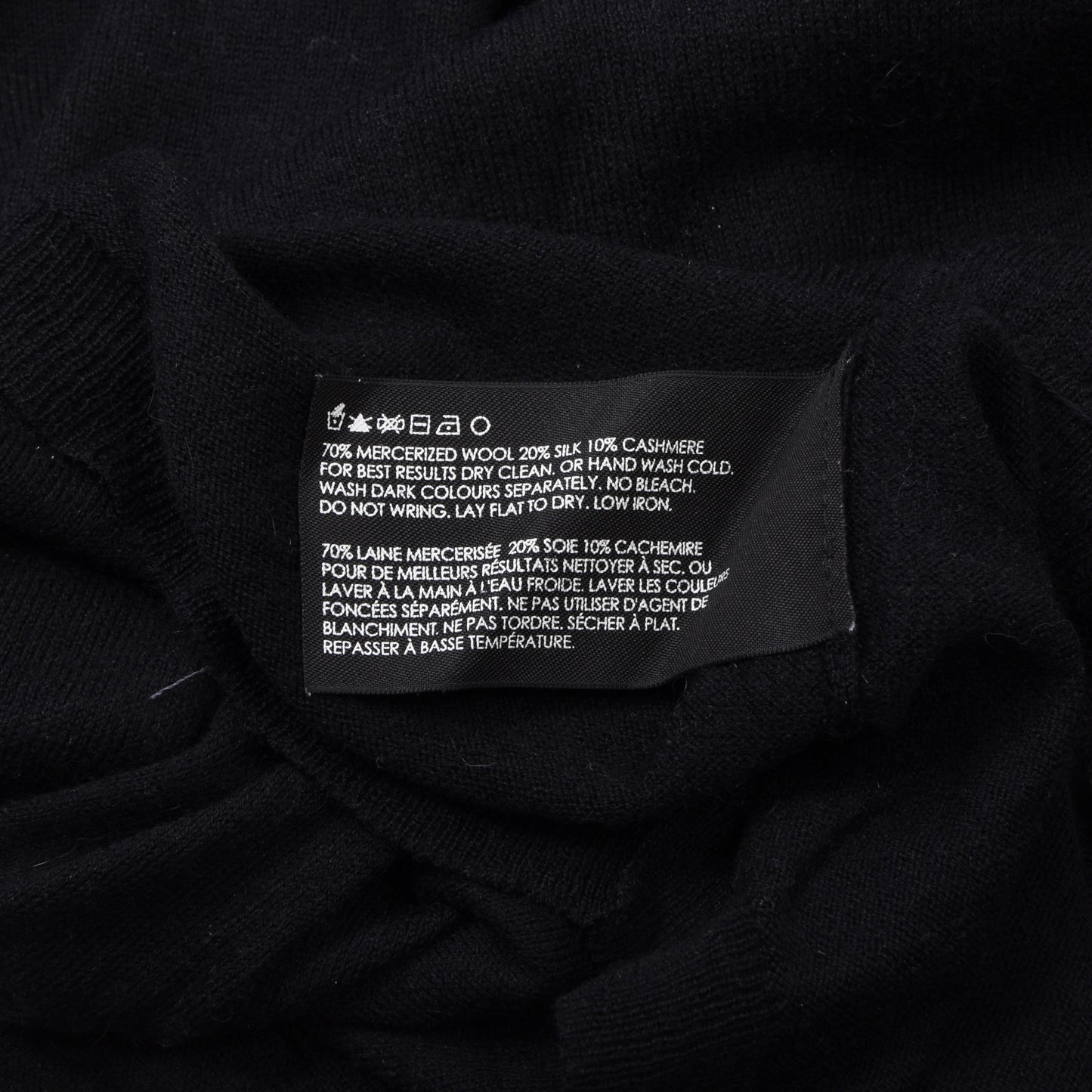 Club Monaco Wool-Silk-Cashmere Turtleneck Sweater Size S Chest ca. 48cm - Black