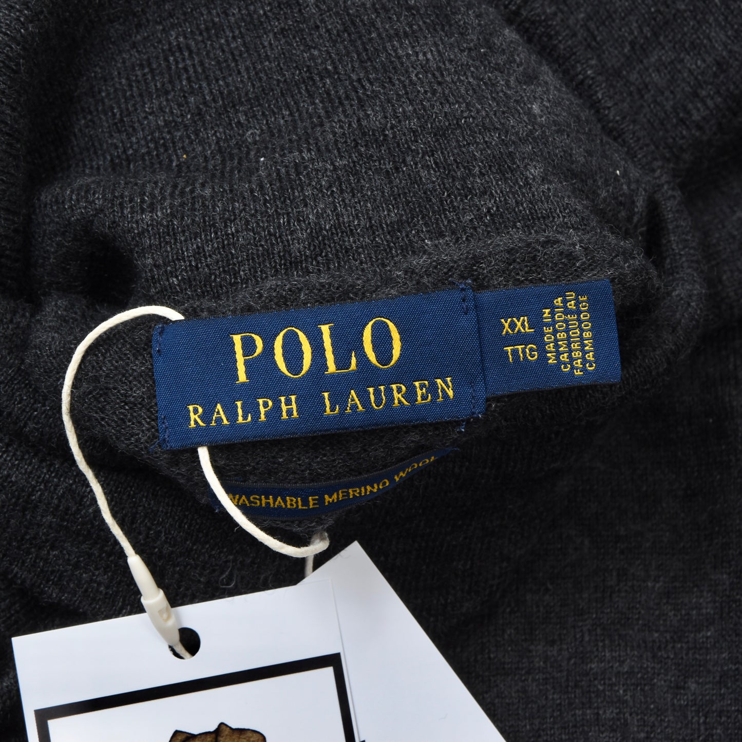 Polo Ralph Lauren Washable Wool Turtleneck Sweater Size XXL Chest ca. 61cm - Grey