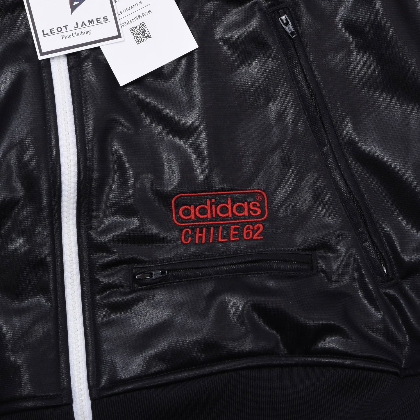 Adidas Chile 62 Shiny Trainingsjacke, Größe S (ca. 50,5 cm) – Schwarz