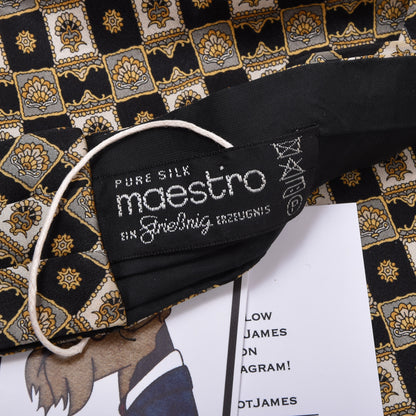 Maestro x Striessnig Silk Ascot/Cravat Tie ca. 88.5cm/14cm - Black/Gold