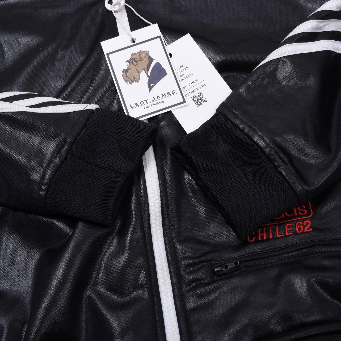 Adidas Chile 62 Shiny Trainingsjacke, Größe S (ca. 50,5 cm) – Schwarz