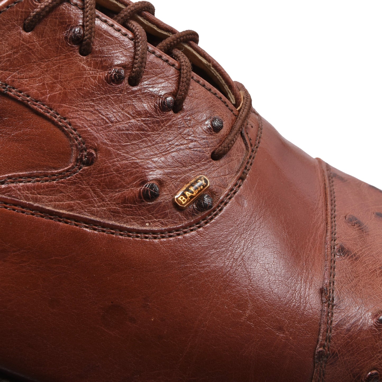 Vintage Bally Schuhe aus Straußenleder, Größe 9 1/2 – Rostbraun