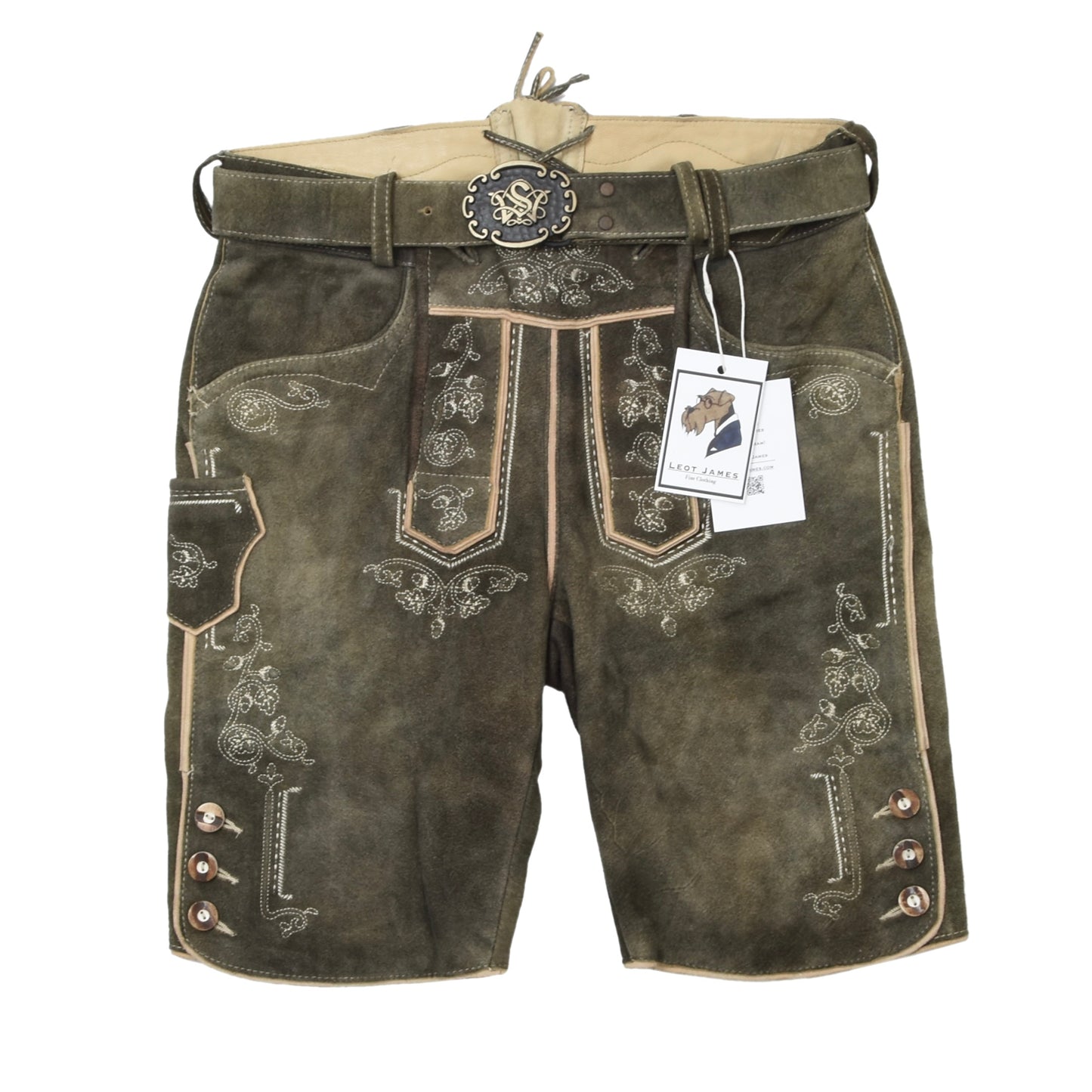 Spieth & Wensky Wild Bock Leather Lederhosen Size 44 ca. 40.5cm - Brown