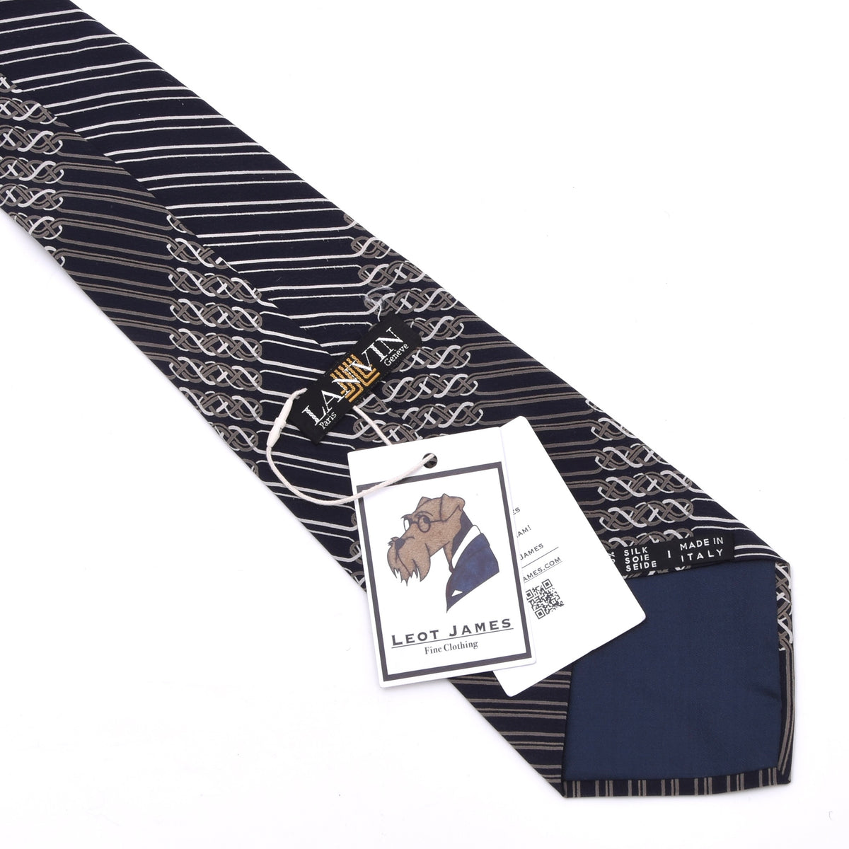 Vintage Lanvin Paris 1970s Silk Tie Made in Italy - Navy Blue
