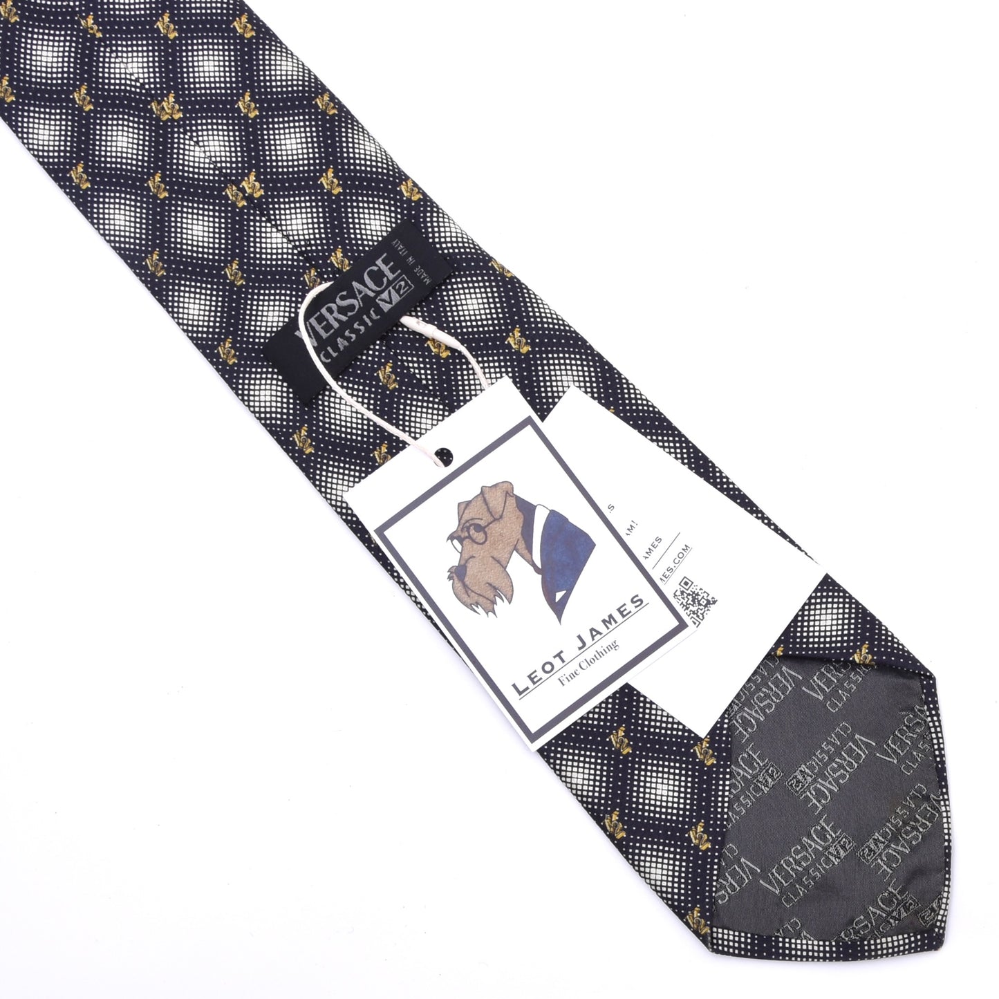 Vintage V2 Versace Seidenkrawatte ca. 148cm/9.2cm - V2 Logo