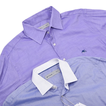 Etro Milano x2 Hemden Größe 41 – Lila/Blau