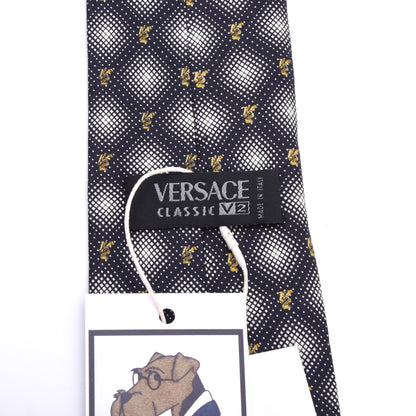 Vintage V2 Versace Seidenkrawatte ca. 148cm/9.2cm - V2 Logo