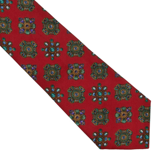 Chanel Silk Tie ca. 144.5cm/9cm - Red Jewel Print