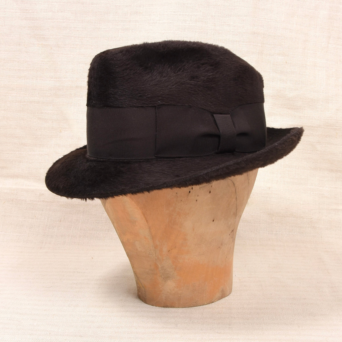 Vintage Hückel Langhaar Fellfilz Trilby Hut Gr. 55 - Schokobraun