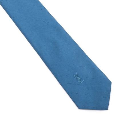 Vintage Yves Saint Laurent YSL Shantung Silk Tie - Blue