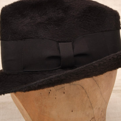 Vintage Hückel Langhaar Fellfilz Trilby Hut Gr. 55 - Schokobraun