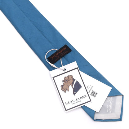 Vintage Yves Saint Laurent YSL Shantung Silk Tie - Blue