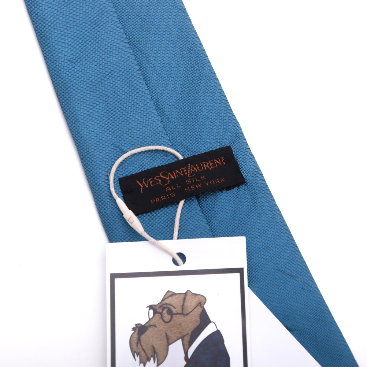 Vintage Yves Saint Laurent YSL Shantung Silk Tie - Blue