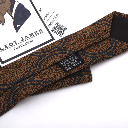 Vintage Altea Ancient Madder Silk Tie Made in Italy - Red/Gold Paisley