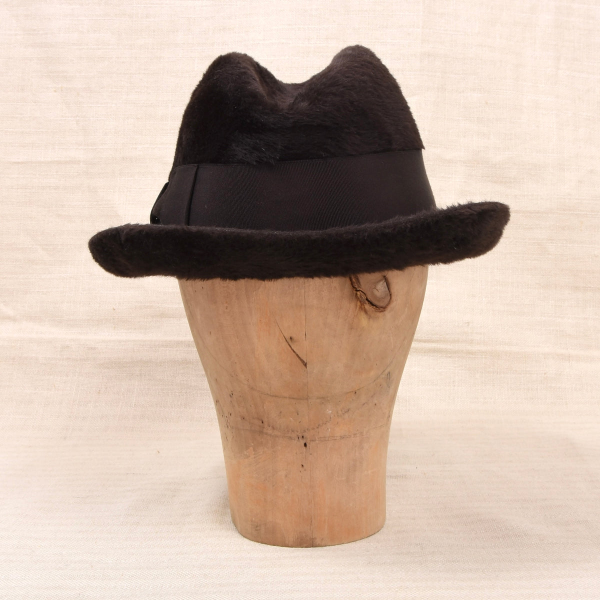 Vintage Hückel Langhaar Fellfilz Trilby Hut Gr. 55 - Schokobraun