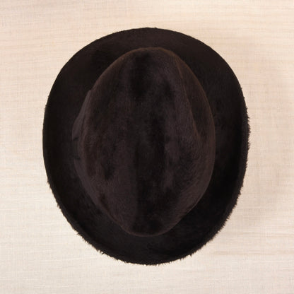 Vintage Hückel Langhaar Fellfilz Trilby Hut Gr. 55 - Schokobraun