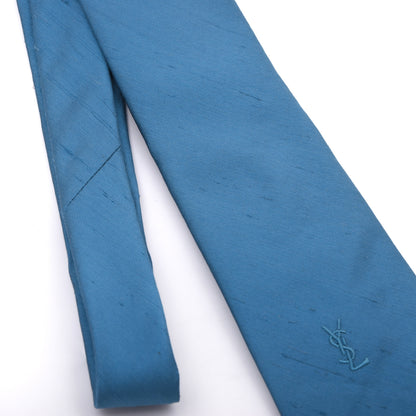 Vintage Yves Saint Laurent YSL Shantung Silk Tie - Blue
