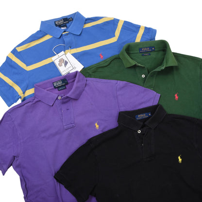 Polo Ralph Lauren 4x Polo Shirts Size M Custom Fit ca. 48-52cm - Striped/Green/Black/Purple