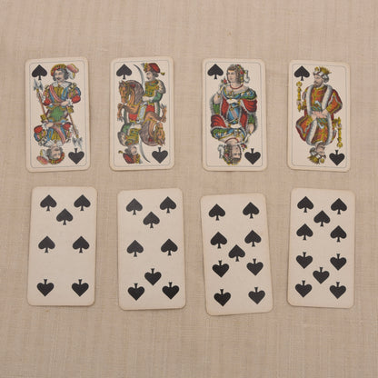 Piatnik Tarock-Karten vor 1945 + antikes Lederetui – 54 +1 Blatt
