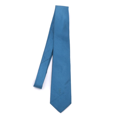 Vintage Yves Saint Laurent YSL Shantung Silk Tie - Blue
