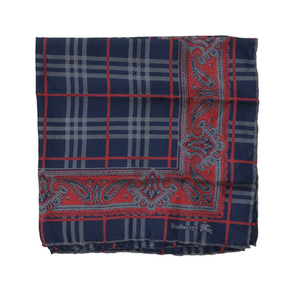 Burberrys 100% Silk Pocket Square - Navy Novacheck