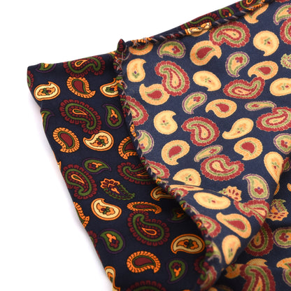 Classic Vintage Seide Einstecktuch 30,5 cm  Made in Italy - Marineblau/Orange  Paisley