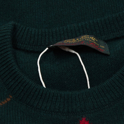 Peter Scott Wool Sweater Size UK38 Chest ca. 54cm - Green Argyle