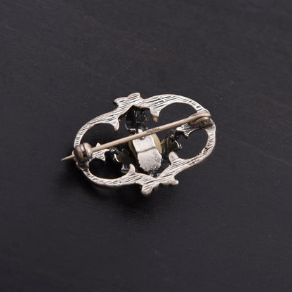 Vintage Jagd-Brosche 835 Silber mit Grandl ca. 3cm